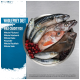 Un bol de poissons entiers - sardine, maquereau, merlu, plie, poisson de roche et sole - entouré de baies. Texte : "Régime Wholeprey" et "Poissons sauvages."