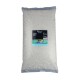 Ein 10 kg Sack Aquarienkies mit der Bezeichnung 'Silbermann Nautical Gem' mit einer Korngröße von 2-4 mm, mit bunten Fischgrafiken und Anwendungshinweisen.