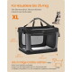 Graue, weichwandige XL-Hundebox mit Netzfenstern, 33 x 22,8 in (84 x 58 cm); sichtbarer Text: 'Für Haustiere bis 25,4 kg'.