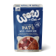 Premium-Katzenfutterbeutel mit der Aufschrift "WOW Cat", der Pastete aus Wild und Kaninchen enthält, geeignet für ältere Katzen, getreidefrei.