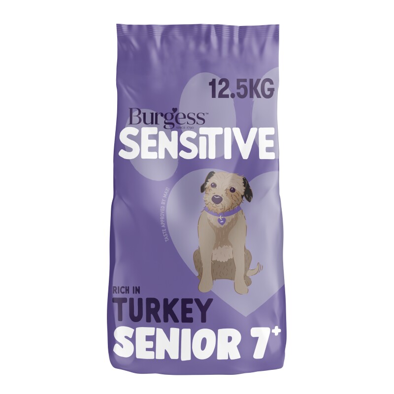 Burgess Sensitive Senior – Hypoallergenes Trockenfutter für ältere Hunde mit Truthahn, unterstützt Verdauung, Gelenke, Gehirn & Fell