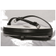 Schwarzes Leder-Haustierhalsband mit einem weißen gepolsterten Innenraum, mit einer silbernen Schnalle und verstellbarem Riemen.