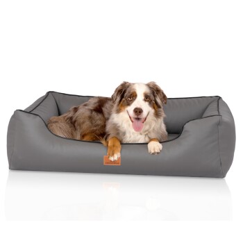 orthopädisches Hundebett Montana aus Kunstleder grau XXL