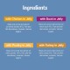 Ingredients for pet food: Chicken, Duck, Poultry, and Turkey in jelly, detailing meat derivatives and fish components.