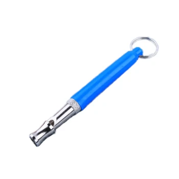 Blaues Hundepfeife mit Metallspitze und Schlüsselringbefestigung, entworfen für Training und Kommunikation mit Haustieren.