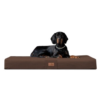 ® FLOKI ORTHO PLUS Orthopädische Hundematte aus Plüsch & High-Tech-Velours braun 1 m, 13 cm, 80 cm