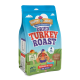 Happy Jacky getrocknetes Putenbraten-Hundefutter mit Cartoon-Pute, 2 kg, Text auf Deutsch.