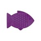 Lila Silikon-Haustierleckmatte in Fischform, mit strukturierten Mustern, um Haustiere während der Fütterung zu beschäftigen.