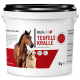 Behälter mit REAVET Teufelskralle Gelenk-Pulver für Haustiere, mit einem Pferd und einem Hund auf dem Etikett, 1 kg Größe.