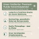 Adventskalender für Haustiere mit bunten Kästchen mit festlichen Designs, beschriftet mit den Zahlen 1 bis 24, und einer Leckerlischachtel mit der Aufschrift 'Frohe Weihnachten.'