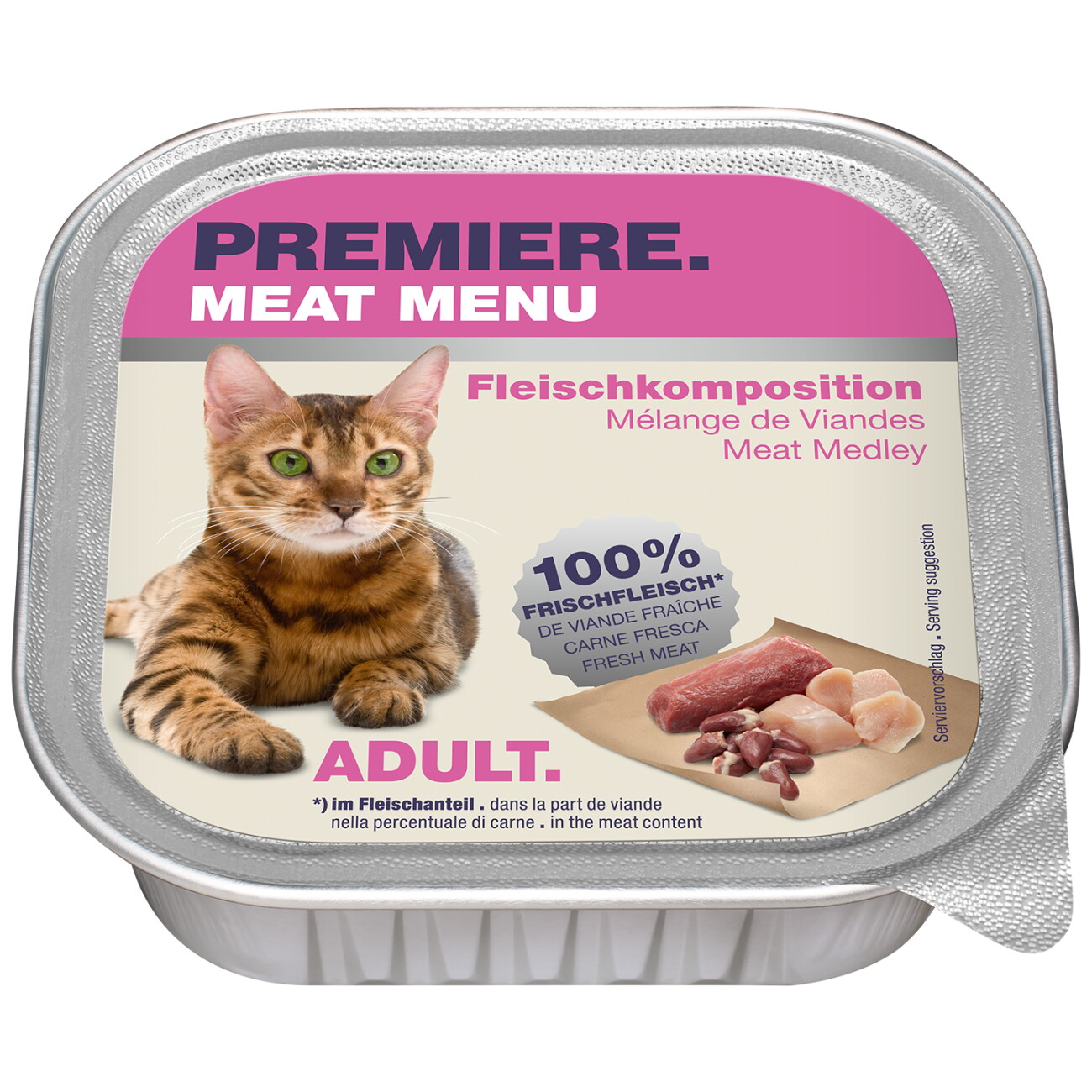 PREMIERE Meat Menu Nassfutter Katze Adult Fleischkomposition 16x100 g