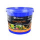 Blauer Behälter mit Silbermann Spirulina Teichpellets, 3 mm Größe, mit einem Etikett, das die Premiumqualität für optimales Fischwachstum beschreibt.