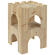 Holzmöbel für Haustiere mit zwei Ebenen und bogenförmigen Öffnungen, ideal für kleine Tiere zum Spielen und Ausruhen.