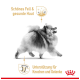 Flauschiger Pomeranian-Hund in Bewegung, mit dem Text 'Schönes Fell & gesunde Haut' und 'Unterstützung für Knochen und Gelenke' darüber und darunter.