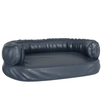 Navyblaue Haustierbett mit plüschigen, gepolsterten Seiten und einem glatten Boden, entworfen für Komfort und Stil.