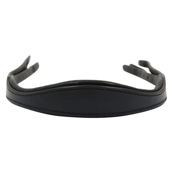 Schwarzes Lederhaustierhalsband mit glatter Oberfläche und verstellbaren Riemen, das ein schlankes und stilvolles Design zeigt.