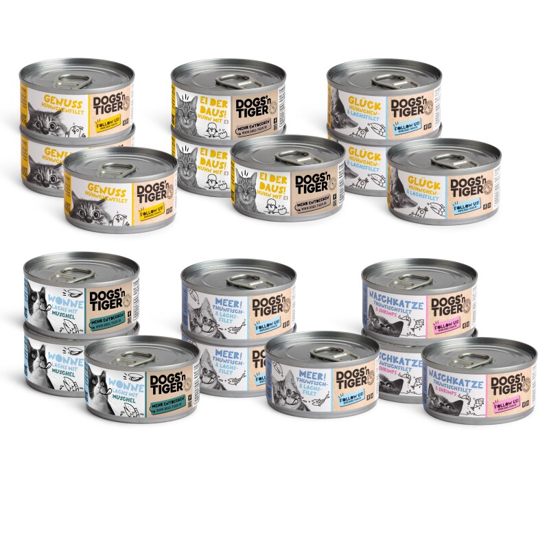 Dogs'n Tiger Adult Nassfutter Katze, Mixpaket Filet olé! 18x 70g