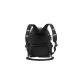 Schwarzer Haustiertrage-Rucksack mit verstellbaren Trägern und reflektierenden Streifen, ausgestattet mit zwei Fronttaschen und einem stabilen Design.