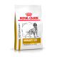 Royal Canin Veterinary Urinary S/O Hundefutterbeutel, mit einer schwarz-weißen Hundillustration, beschriftet mit "Moderate Calorie."