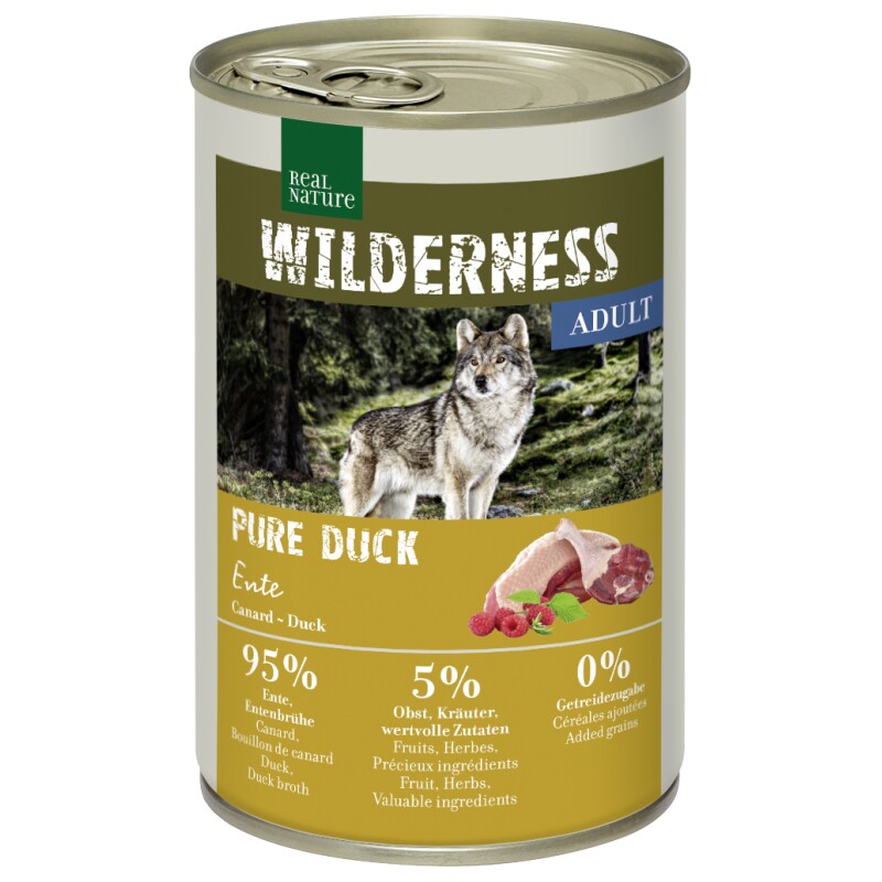 REAL NATURE Echte Natuur Wildernis Natvoer Hond Volwassen Pure Duck 6x400 g