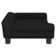 Schwarzes Haustiersofa mit modernem Design, mit plüschigen Kissen und niedrigen Armlehnen, geeignet für kleine bis mittelgroße Haustiere.