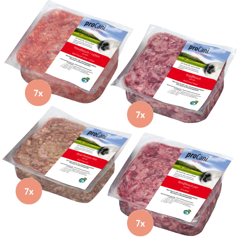 ProCani BARF-Paket pur alles vom Rind 28x500 g
