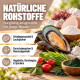 Eine Collage einer Person mit einer Katze, einer anderen mit einem Hund und einer Frau mit einem Pferd, mit dem Text "NATURPRODUKTE" und "Damit es dir gut geht."