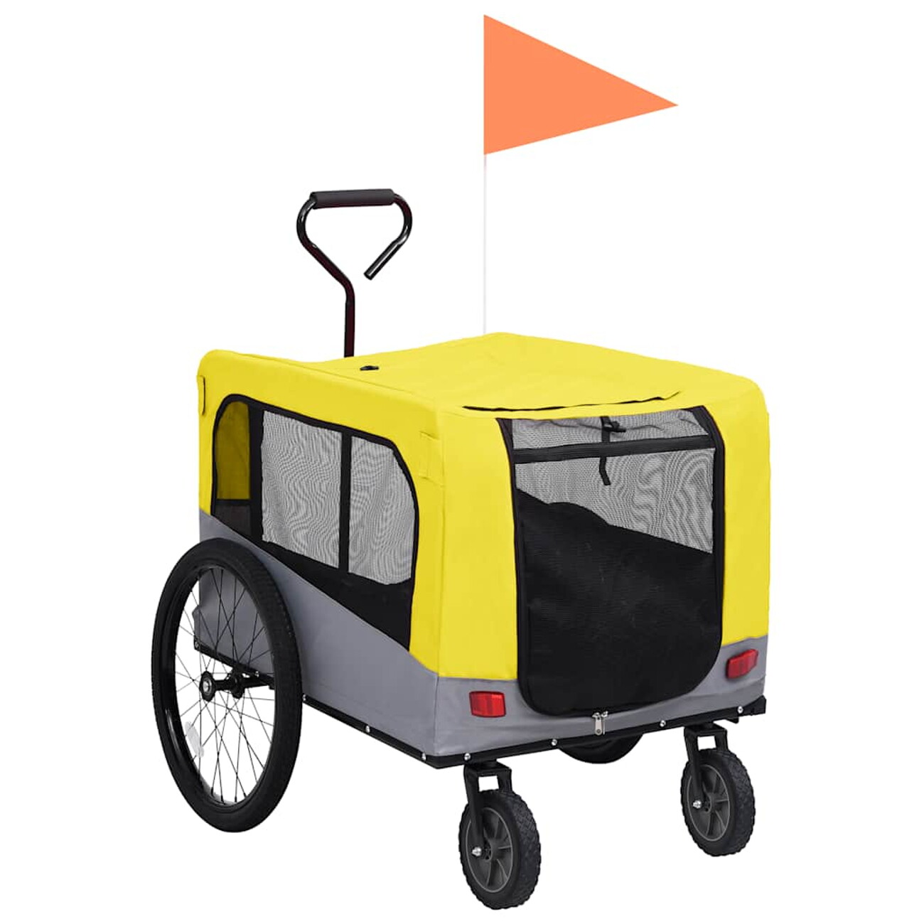 Vidaxl Grau 2-In-1 Fahrradanhänger Für Hunde Und Buggy Gelb Und - Image 3