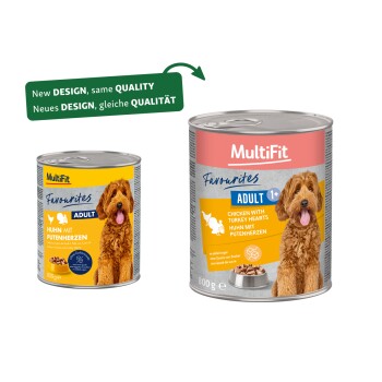 MultiFit Favourites Nassfutter Hund Adult, Huhn mit Putenherzen 6x800 g |  FRESSNAPF