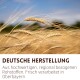 Nahaufnahme von goldenen Weizenähren mit deutschem Text über hochwertige, regional bezogene Zutaten, verarbeitet in Oberbayern.