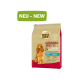 Tüte mit Select Gold Medium Adult Hundefutter, 11-25 kg, mit einer Illustration eines Cocker Spaniels, beschriftet mit "NEU - NEW" und "Sensitive" mit Insektenprotein.