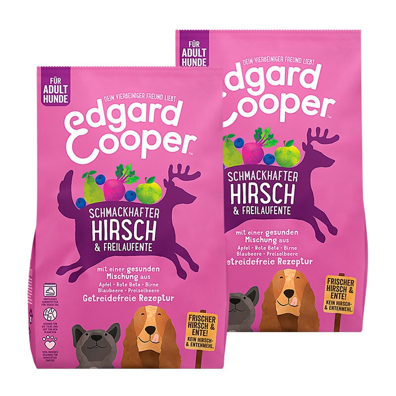 Edgard & Cooper Smakelijke hert en buiteneend Adult 2x12 kg