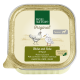 Nourriture pour chiens Real Nature Original senior dans un contenant avec des bordures dorées, présentant des illustrations de poulet et de canard et un texte multilingue.
