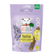 Violette VEGDOG "Mobilities" vegane Kaustangen-Tüte, Hundelogo hält eine Karotte; Text "Do Good. Feed Better." "Liebstöckel & Glucosamin" 6x.