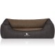 Orthopädisches Hundebett Outback aus laser-gestepptem Kunstleder schwarz/ gelb XL