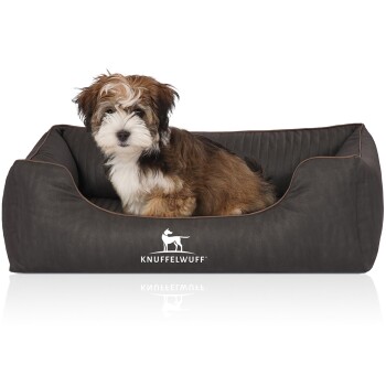 Orthopädisches Hundebett Tampa aus laser-gestepptem Kunstleder schwarz M-L
