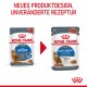 Zwei Beutel Royal Canin "Light Weight" Katzenfutter mit neuem Design, aber unveränderter Rezeptur. Text: "NEUES PRODUKTDESIGN, UNVERÄNDERTE REZEPTUR."