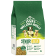 James Wellbeloved Senior Hundefutterbeutel, reich an Lamm & Reis, für Hunde ab 7 Jahren, hypoallergen, 12 kg, mit Bildern von drei Hunden.