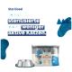 Sterilisierte Katzenfutterpackung von Almo Nature, ideal für sterilisierte oder weniger aktive Katzen, mit einer silbernen Schüssel daneben.