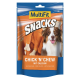 Emballage de MultiFit Snacks montrant un pilon de poulet, des friandises à mâcher pour chiens et un chien souriant ; indique « CHICK 'N' CHEW MIT CALCIUM ».