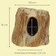 Baumstumpf-Versteck für Haustiere mit ovalem Eingang; sichtbarer Text: 9,5 cm, 10 cm, 4x2,5 cm, Innendurchmesser: 7,5 cm