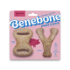 Puppy Pack by Benebone featuring two chew toys: a dental chew with cleaning ridges and a wishbone, both in bacon flavor.