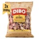 DIBO Geflügel Haustierfutterpaket (2000 g) für Hunde und Katzen, als ergänzendes Tiefkühlfutter gekennzeichnet, mit Bildern einer Katze und eines Hundes.