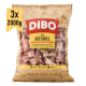 DIBO Geflügel Haustierfutterpaket (2000 g) für Hunde und Katzen, als ergänzendes Tiefkühlfutter gekennzeichnet, mit Bildern einer Katze und eines Hundes.