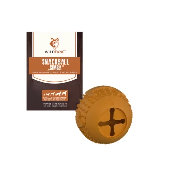Hundesnackball aus Naturkautschuk "Simba" von Wildfang, mit einer strukturierten Oberfläche und einem kreuzförmigen Öffnung.
