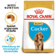 Royal Canin Puppy Cocker Hundefutterbeutel mit rassespezifischer Ernährung, hervorgehobener Kibble-Form und Ansprüchen auf Immununterstützung.