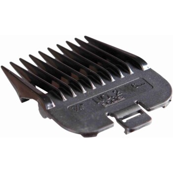 Schwarzer Haustierpflege-Clipperschutz mit der Bezeichnung "Nr. 2" und einer Länge von 6 mm, mit mehreren Zähnen zum Schneiden von Fell.