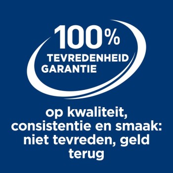 100% tevredenheidsgarantie op kwaliteit, consistentie en smaak: niet tevreden, geld terug.