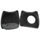 Dark gray felt cat cave with zip-open two-panel design, round entrance hole and removable round plush cushion.
