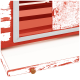 Rotes Holz-Haustierhaus mit einem weißen Rahmen, mit einer offenen Tür und einer herausziehbaren Schublade für einfache Reinigung.
